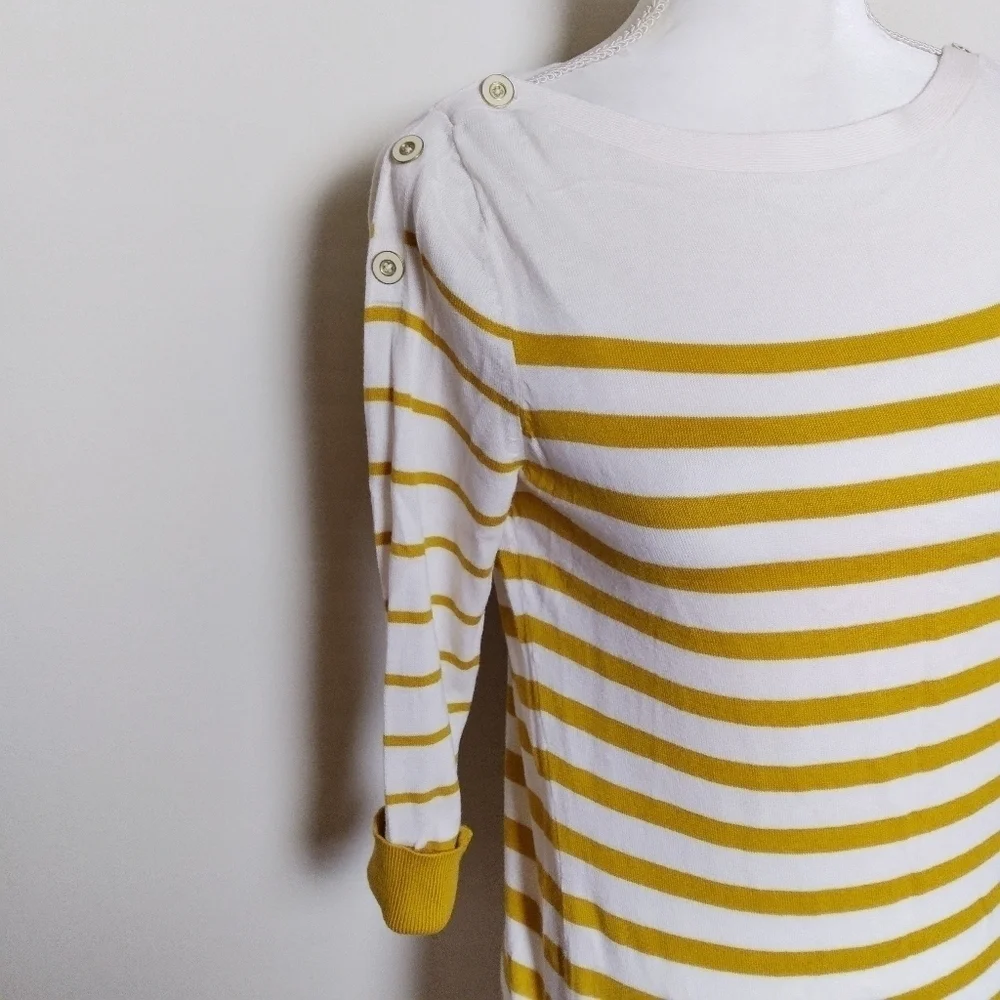 Banana Republic Mustard Yellow Striped Top Small